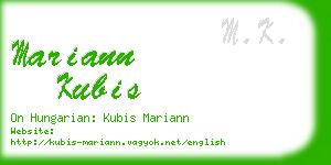mariann kubis business card